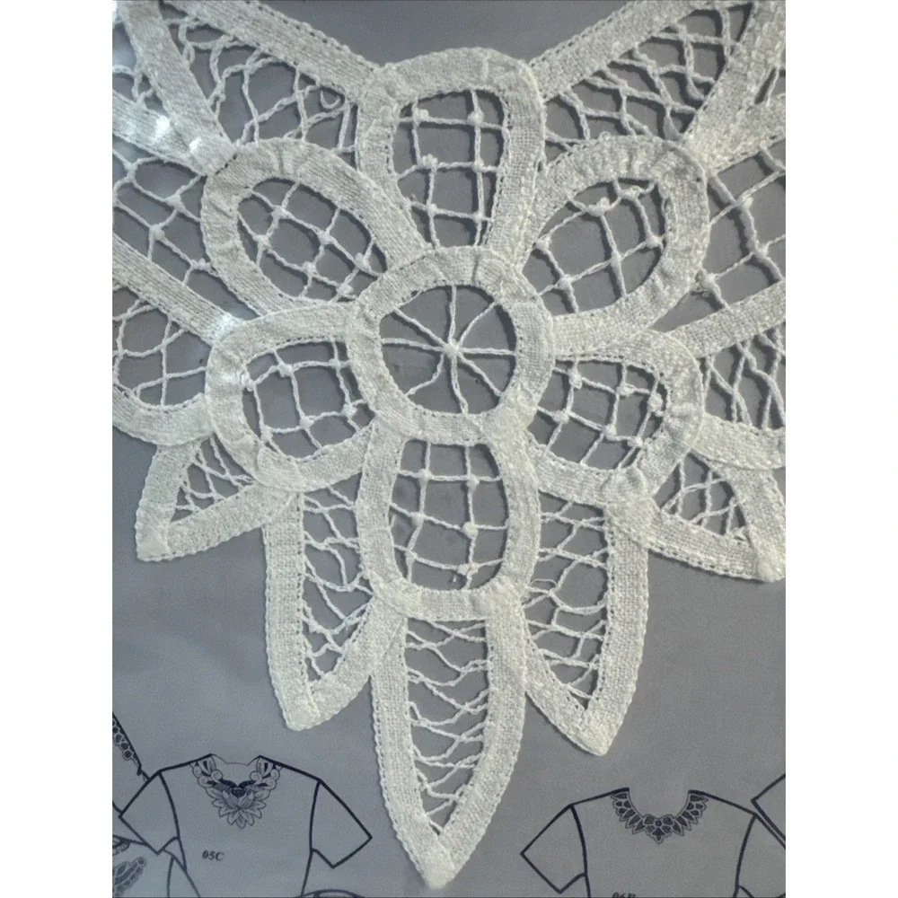 VTG Cotton Battenberg Lace Inset‎ applique patch 90s apparel